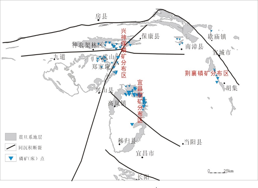 鄂西震旦系磷矿分布图